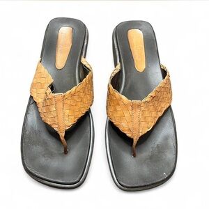 Etienne Aigner Tan woven leather sandals size 9